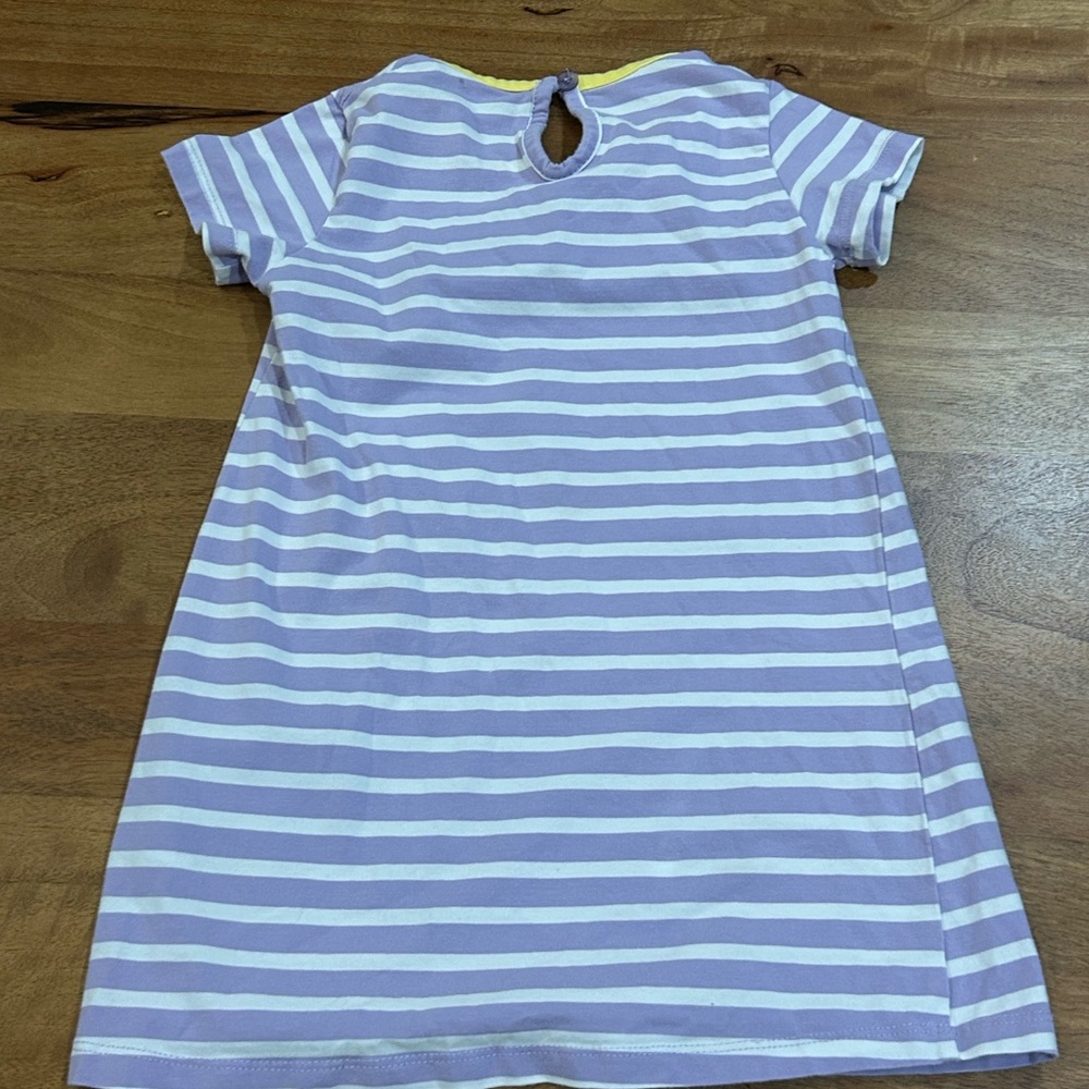 Lavender & White Striped Giraffe Applique Kids Dress - Picture 4 of 5